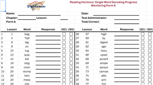 reading horizons single word decoding