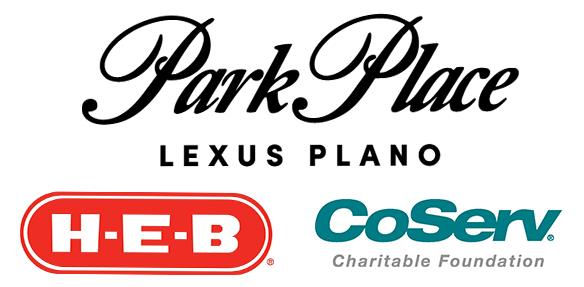 Logos: Park Place Lexus Plano, HEB and Coserv Charitable Foundation