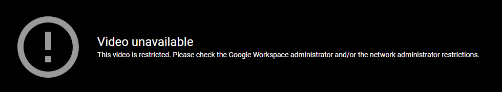 YouTube Error Message. 
