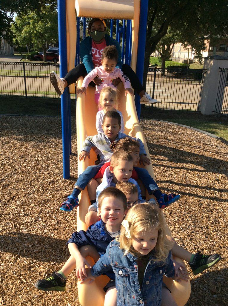 children on a slide