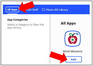 In All Apps search Mind Missions and click Add