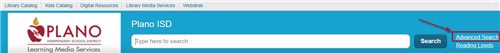 Top of website with Advanced Search emphasized.