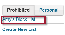 Amy's Block List Selected