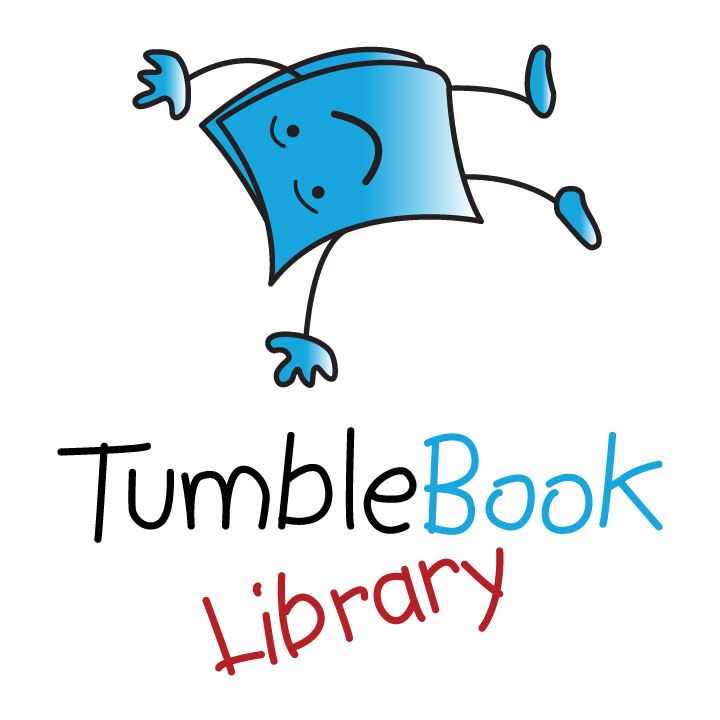 TumbleBook Library with a happy book 