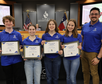  Plano West Theatre students at board meeting