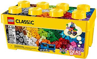 Yellow box with LEGO pieces 