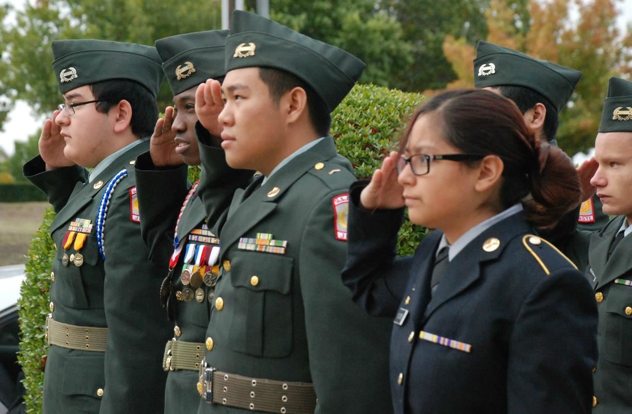 Group of cadets saluting Group of cadets saluting