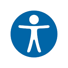 Accessibility icon - blue circle with cutout of person inside. Accessibility icon - blue circle with cutout of person inside.