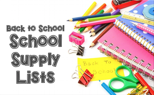  School Supply Lists with picture of supplies