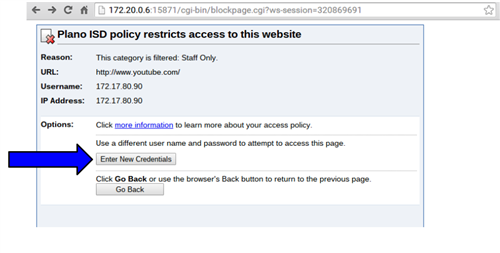 enter new credentials button enter new credentials button