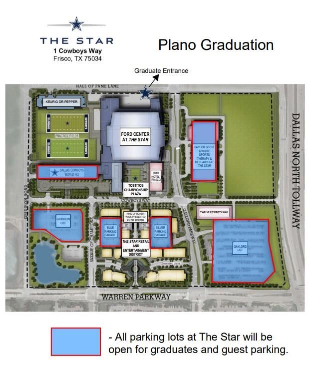 Parking Lots open for graduates and guests