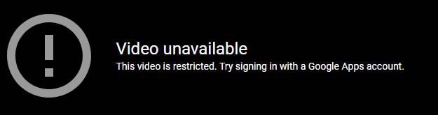 YouTube Error: Video unavailable. This video is restricted.